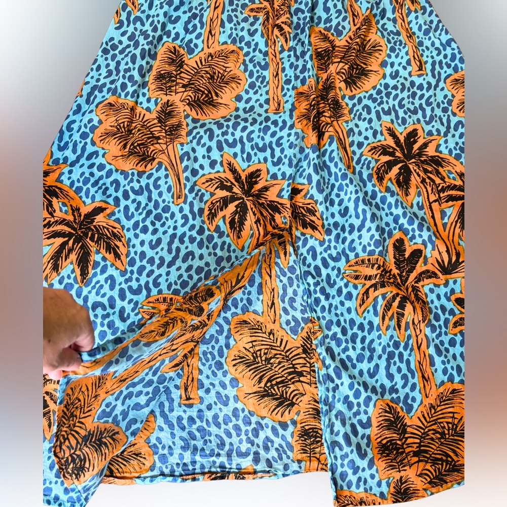 True Destinations Halter Maxi Dress Medium Resort Tropical Cotton Vacation Beads - Picture 15 of 15